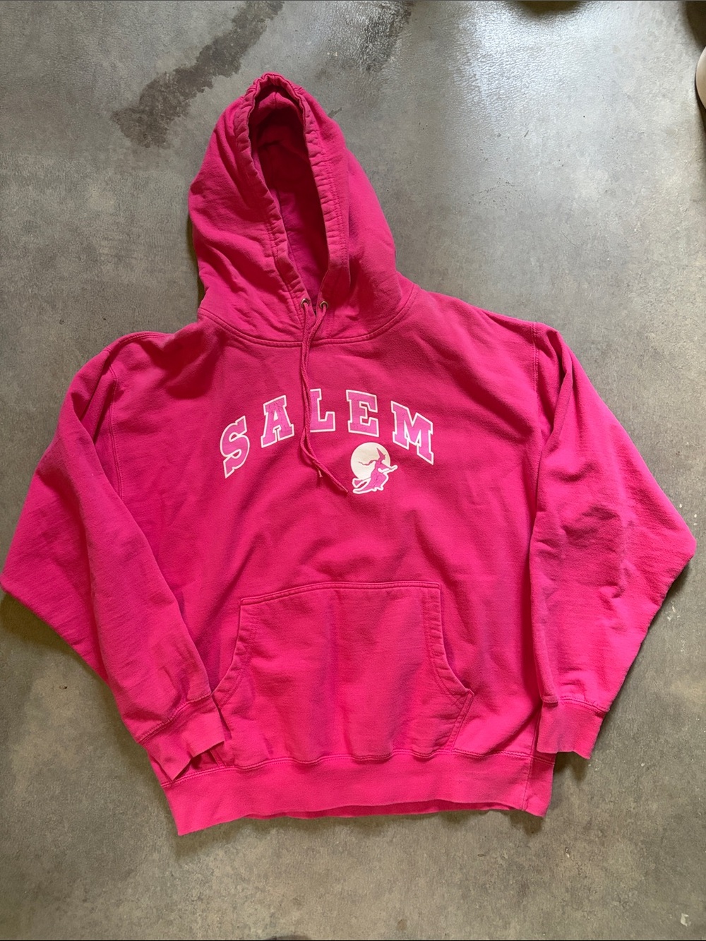 Bay State Apparel Salem Massachusetts Flying Witch Pink Hoodie